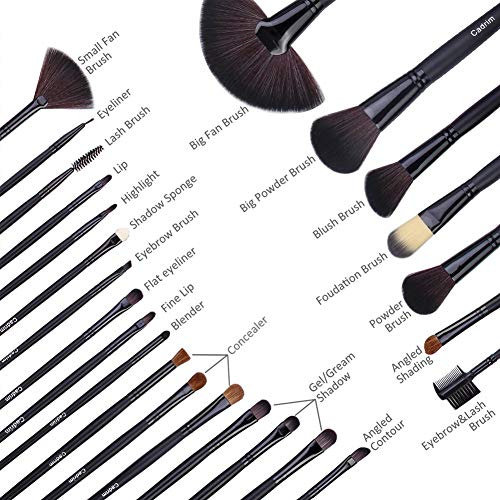 Brochas de Maquillaje,Cadrim 24pcs Maquillaje Profesional Pinceles Maquillaje de Ojos Rubor Contorno de los Labios Corrector Brochas Cosméticas + Bolso Negro