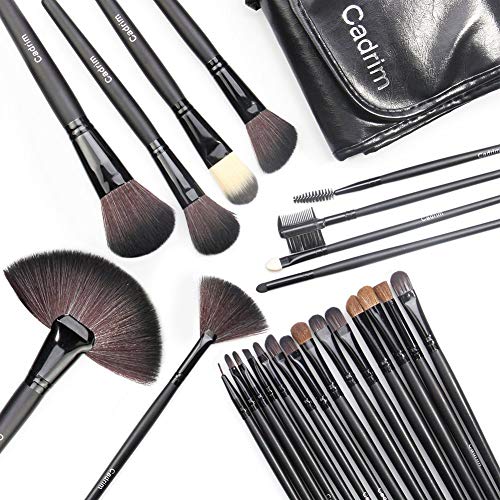 Brochas de Maquillaje,Cadrim 24pcs Maquillaje Profesional Pinceles Maquillaje de Ojos Rubor Contorno de los Labios Corrector Brochas Cosméticas + Bolso Negro