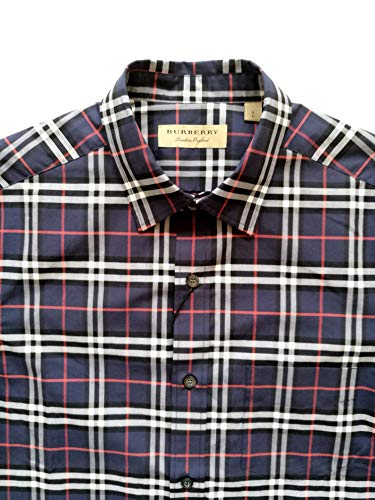 Burberry - Camisa de manga larga de algodón para hombre Alexander 80031051 azul marino Check Navy S