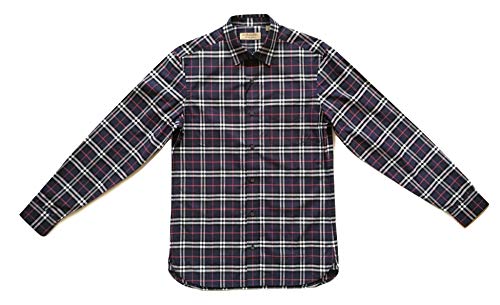 Burberry - Camisa de manga larga de algodón para hombre Alexander 80031051 azul marino Check Navy S