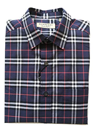 Burberry - Camisa de manga larga de algodón para hombre Alexander 80031051 azul marino Check Navy S