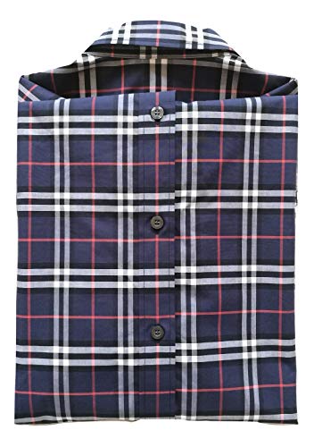 Burberry - Camisa de manga larga de algodón para hombre Alexander 80031051 azul marino Check Navy S