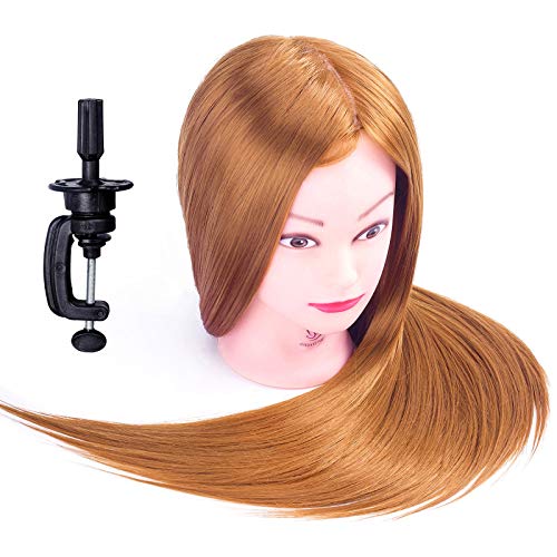 Cabeza de Maniquí, SIGHTLING 26" 50% Cabello Humano Real Practicas Formación Muñeca de la Cosmetología práctica maniquí para Peluquería con Soporte + Accesorios de Peinado DIY