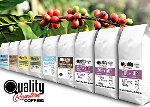 ☕ Café en grano natural "Crema y Aroma". 50% Arabica + 50% Robusta. 1Kg. Blend. Tostado artesanal.