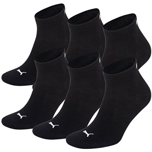 Calcetines Puma unisex, cortos, deportivos, pack de 6, todo el año, Calcetines, unisex, color negro, tamaño 6 Paar - Gr- 39-42