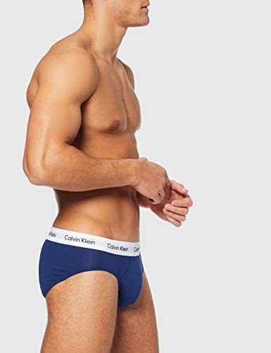 Calvin Klein Cotton Stretch-3er Tanga de hilo, Multicolor (I03 White, Red Ginger, Pyro Blue), X-Large (Pack de 3) para Hombre