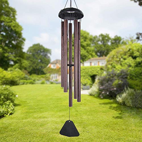 campanillas de viento para exteriores, grandes, tono profundo, 36 pulgadas de largo, campanillas de jardín Amazing Grace con 5 tubos de metal, gran campana musical para jardín