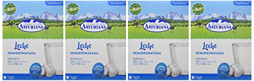 Central Lechera Asturiana Cápsulas de Leche Semidesnatada - 4 Paquetes de 16 Cápsulas - Total: 64 Cápsulas