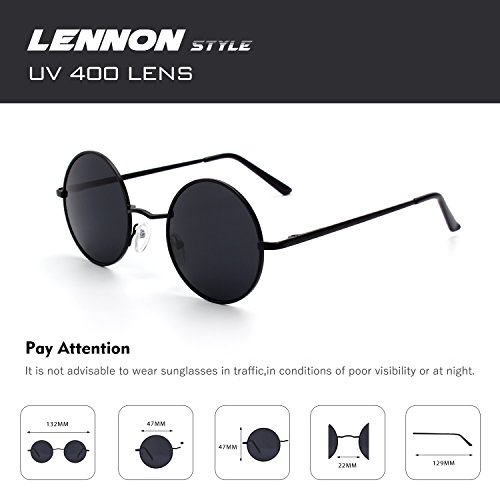 CGID E01 Estilo Vintage Retro Lennon inspirado círculo metálico redondo gafas de sol polarizadas para hombres y mujeres