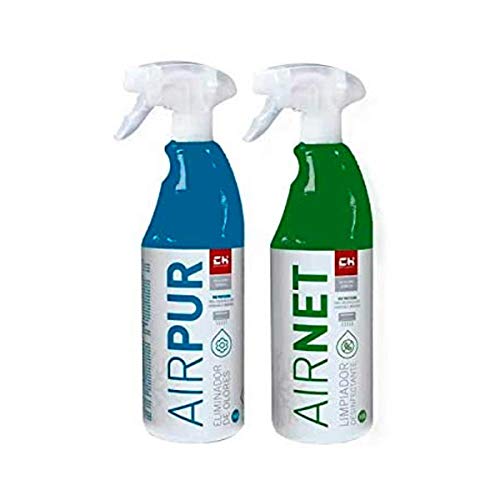 CH Quimica Pack AIRNET + AIRPUR pulverizadores Limpiador y Elimina olores Aire Acondicionado 750 ml