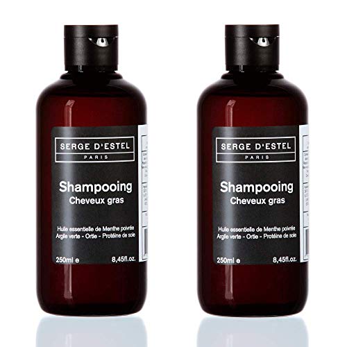 Champu para Pelos Grasos Cuidado Intensivo 250ml x2 Champù Natural con Arcilla Verde Ortiga Blanca Menta Piperita Muy Purificador NO Probado en Animales