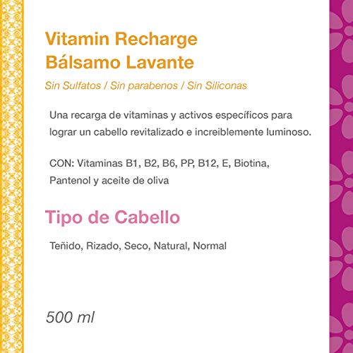 Champú Vitamin Recharge Bálsamo Lavante - Sin Sulfatos - Sin parabenos - Sin Siliconas