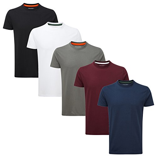 Charles Wilson Paquete 5 Camisetas Cuello Redondo Lisas (Large, Essentials)