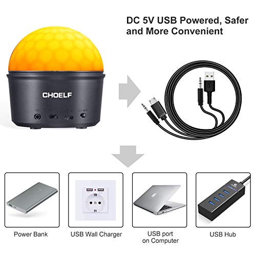 CHOELF Luces Discoteca, Bola Discoteca con Altavoz Bluetooth y Cable USB, LED Giratoria Luz de Fiesta 9 Colores RGB Lámpara de Noche con Mando a Distancia, Iluminacion para Cumpleaños Bodas Navidad