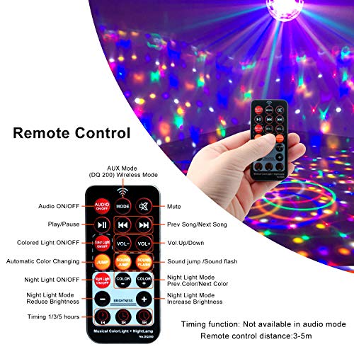 CHOELF Luces Discoteca, Bola Discoteca con Altavoz Bluetooth y Cable USB, LED Giratoria Luz de Fiesta 9 Colores RGB Lámpara de Noche con Mando a Distancia, Iluminacion para Cumpleaños Bodas Navidad