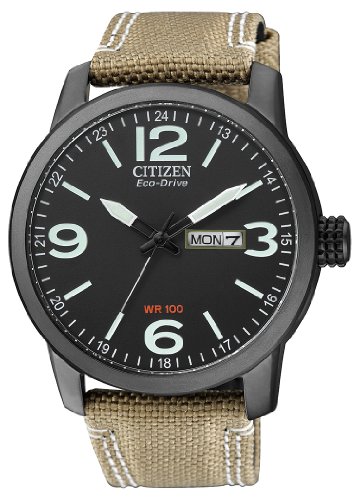 Citizen BM8476-23EE - Reloj analógico de Cuarzo para Hombre, Correa de Nailon Color Crema