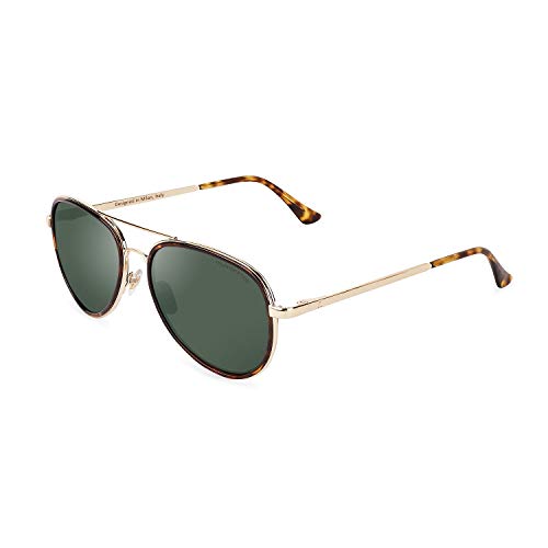 CLANDESTINE A15 Gold Habana Dark Green - Gafas de sol Nylon HD Hombre & Mujer