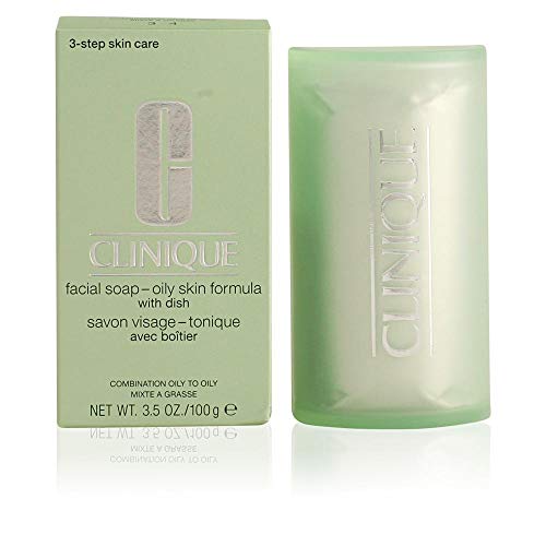 Clinique- Jabón Facial Extra Strenght para piel grasa, con vaso, 100 gr