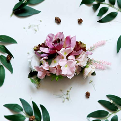 Colcolo Bonito Peine para El Cabello Novia De La Boda Tocado Peinado De Novia Flor Peluquería - Loto Rosa