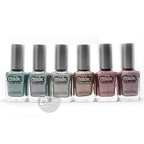 Color Club Hues 6pcs Collection Cloud Nine Angles Kiss Harp on It Holographic by Color Club