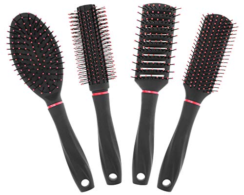 com-four® Juego de Peinado de 4 Piezas con Diferentes cepillos para el Cabello con Mango Suave: Cepillo Universal, Cepillo Redondo, Cepillo Esqueleto, Cepillo Sassoon (Juego de 04 Piezas)