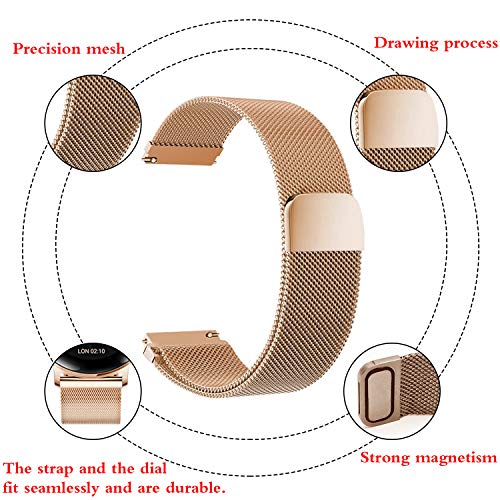 Correas para Relojes de Acero Inoxidable Milanese Mesh Correa de Reloj Magnética Reemplazo de la Banda de Reloj de Pulsera de Malla de Acero Inoxidable para Hombres y Mujeres (20mm, Oro Rosa)