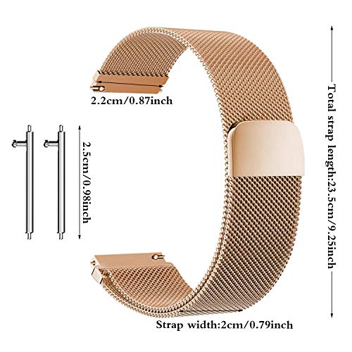 Correas para Relojes de Acero Inoxidable Milanese Mesh Correa de Reloj Magnética Reemplazo de la Banda de Reloj de Pulsera de Malla de Acero Inoxidable para Hombres y Mujeres (20mm, Oro Rosa)