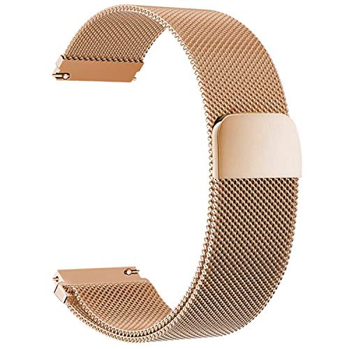 Correas para Relojes de Acero Inoxidable Milanese Mesh Correa de Reloj Magnética Reemplazo de la Banda de Reloj de Pulsera de Malla de Acero Inoxidable para Hombres y Mujeres (20mm, Oro Rosa)