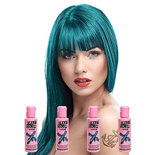 Crazy Colour Peacock Blue Semi-Permanent Hair Dye (4 x Blue) by Crazy Colour