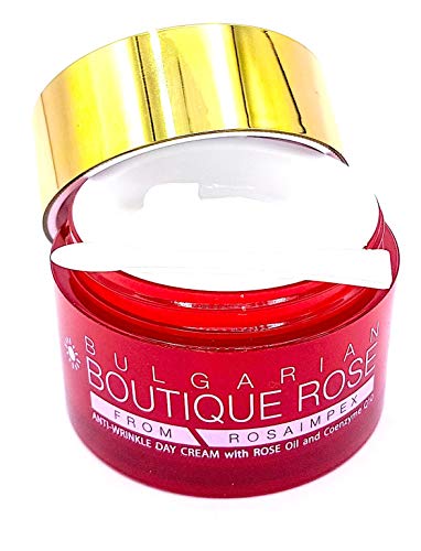 Crema Antiarrugas de Día con Coenzima Q10 y Aceite Natural de Rosa de Boutique Rose, Sin Parabenos, Sin Conservantes