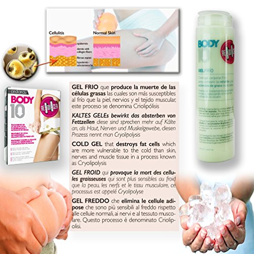 Crema Anticelulítica Reductora Reafirmante. Pack Anticelulítico Triple Acción. Gel Exfoliante Corporal, Gel Frío y Gel Termoactivo. BODY10 Reducer 600ml. ¡Reduce y Reafirma!