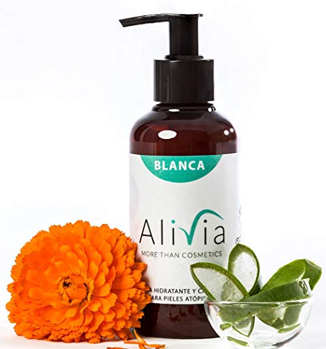 Crema hidratante para piel atópica, con Caléndula, Aloe Vera y CBD. Alivio del picor y regeneración de pieles sensibles. Uso facial y corporal. 200 ml. Alivia, cosmética natural para sentirse bien.