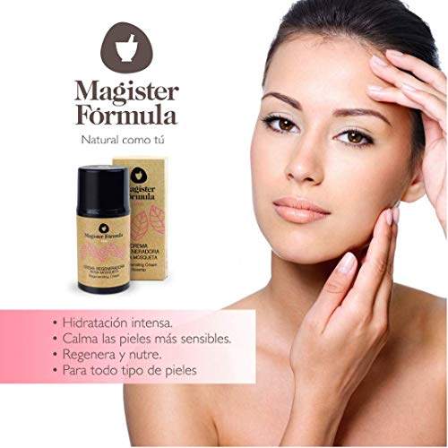 Crema Rosa Mosqueta 50 ml | Extracto de Aceite 100% puro | Hidratante y Regeneradora Facial | Antiedad, Antiarrugas, Antimanchas | Mujer y Hombre | Día y Noche | Magister Formula