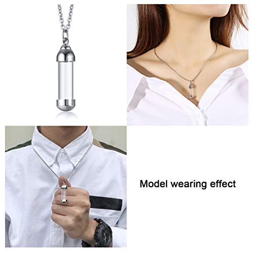 Cupimatch collar cadena colgante botella cristal perfume botella abatible acero inoxidable hombre mujer tamaño a elegir Grande