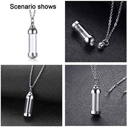 Cupimatch collar cadena colgante botella cristal perfume botella abatible acero inoxidable hombre mujer tamaño a elegir Grande