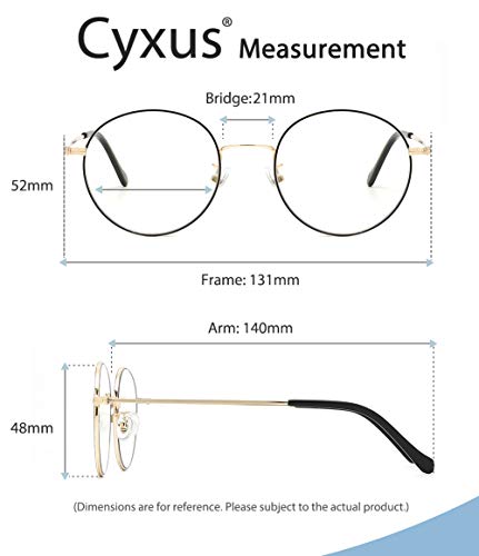 Cyxus Gafas Anti Luz Azul de Marco de metal Anti Tensión de Ojos [Mejor Sueño] (Lentes Transparentes) Unisexo (Hombres/Mujeres) (Negro/Oro)