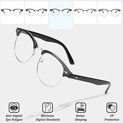 Cyxus Gafas con Filtro de luz Azul para Oficinista, Gafas Medio Marco Anti-Luz Azul para Ancla de internet para Ordenador, Juegos etc, Hombre y Mujer