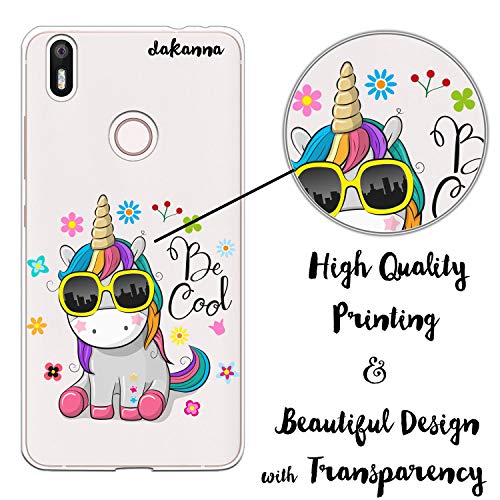 dakanna Funda para BQ Aquaris X - X Pro | Unicornio con Gafas Frase: Be Cool | Carcasa de Gel Silicona Flexible | Fondo Transparente