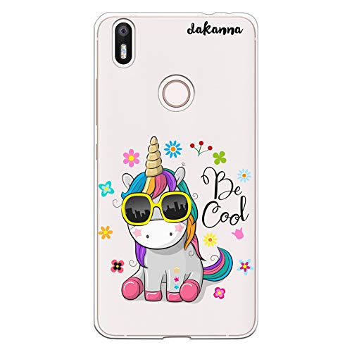 dakanna Funda para BQ Aquaris X - X Pro | Unicornio con Gafas Frase: Be Cool | Carcasa de Gel Silicona Flexible | Fondo Transparente