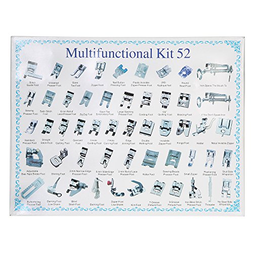 Decdeal - Kit de 52 Piezas Multifuncional Prensatelas Accesorios para Máquina de Coser Presser Feet (Compatible para Caña Baja, para Brother/Babylock/New Home/Singer/Janome)