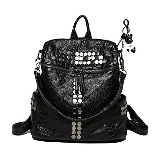 DEERWORD Mujer Bolsos Mochila Lentejuela Pequeña Casual Bandolera Cuero Hombro Piel de PU Fekete