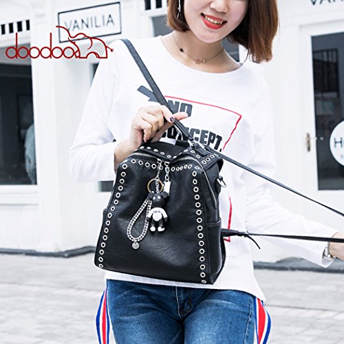 DEERWORD Para mujer Bolsos mochila Bolsos bandolera Carteras de mano Mochila escolar Bolsa para portátil Cuero Fekete