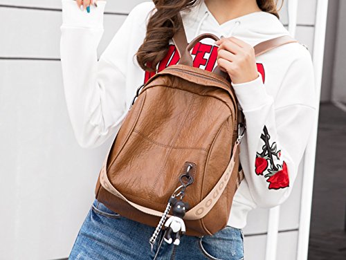 DEERWORD Para mujer Bolsos mochila Bolsos bandolera Carteras de mano Mochila escolar Bolsa para portátil Cuero Marrón