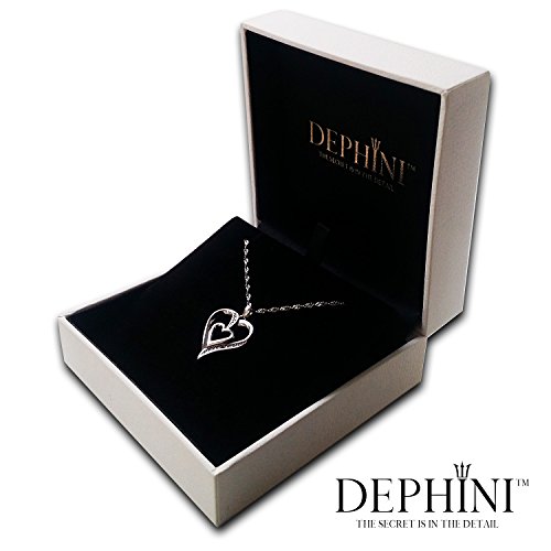 DEPHINI - Collar plata corazon - colgante corazon Plata de ley 925 con circón - colgantes mujer regalo mujer cumpleaños originales - regalo amor para mujer - cadena de plata con rodio de platino