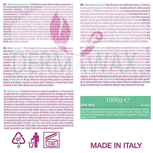 Dermawax 1 kg Aloe Vera perla de Cera caliente Cera depilatoria caliente , para pieles sensibles et normal , áreas faciales axilas , faciales Cera sobre, La carrocería completa Depilación brasileña