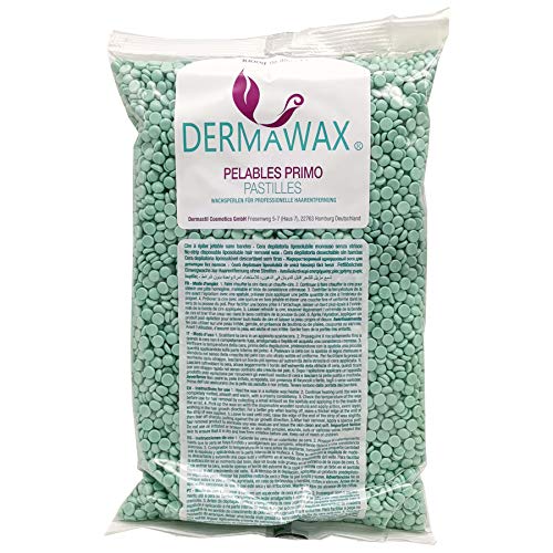 Dermawax 1 kg Aloe Vera perla de Cera caliente Cera depilatoria caliente , para pieles sensibles et normal , áreas faciales axilas , faciales Cera sobre, La carrocería completa Depilación brasileña