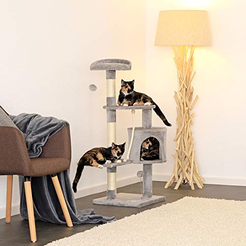 dibea Árbol rascador para Gatos, 112 cm (Gris Claro)