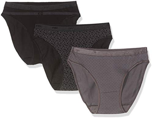 DIM Pack x 3 Braguitas Les Pockets Coton Slips Gris / Antracita M