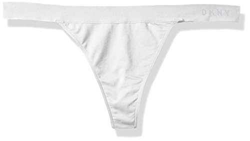 DKNY Women's Classic Cotton Thong, Poplin White, Medium