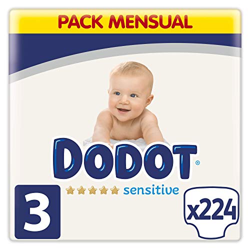 Dodot Sensitive pañales talla 3, 224 pañales, 6-10 kg